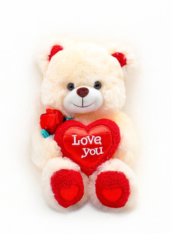 Cuddles Valentines Day Gifts for Him & Her,Teddy Bear with Love You Heart, 30cm Soft Stuffed Bear Plush Toy, Gifts for Girlfriend Boyfriend, White - Image 1